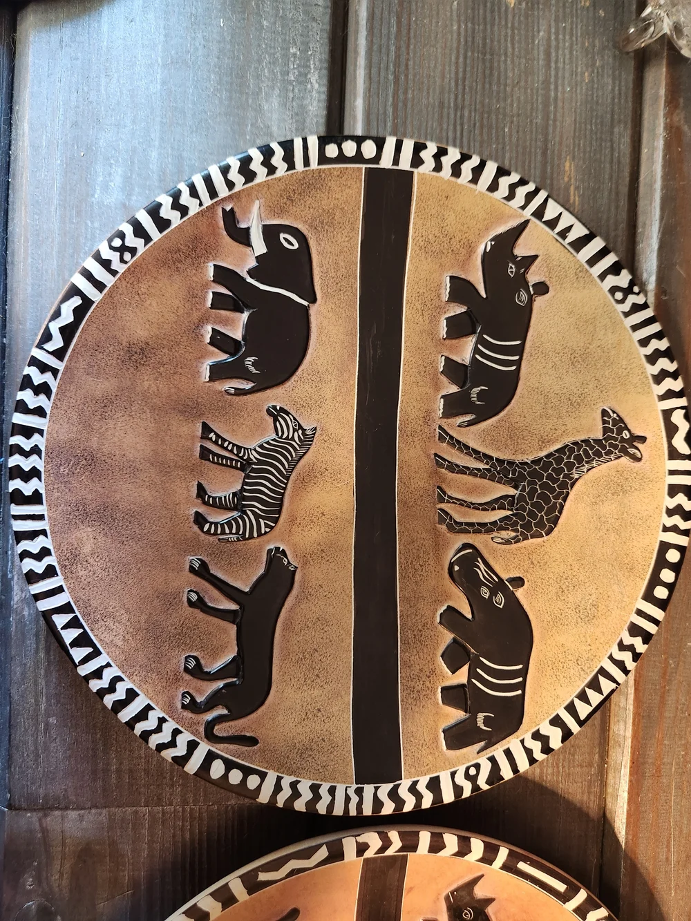 Handcrafted African Safari Animal Wall Plaques in Brown Black Redish